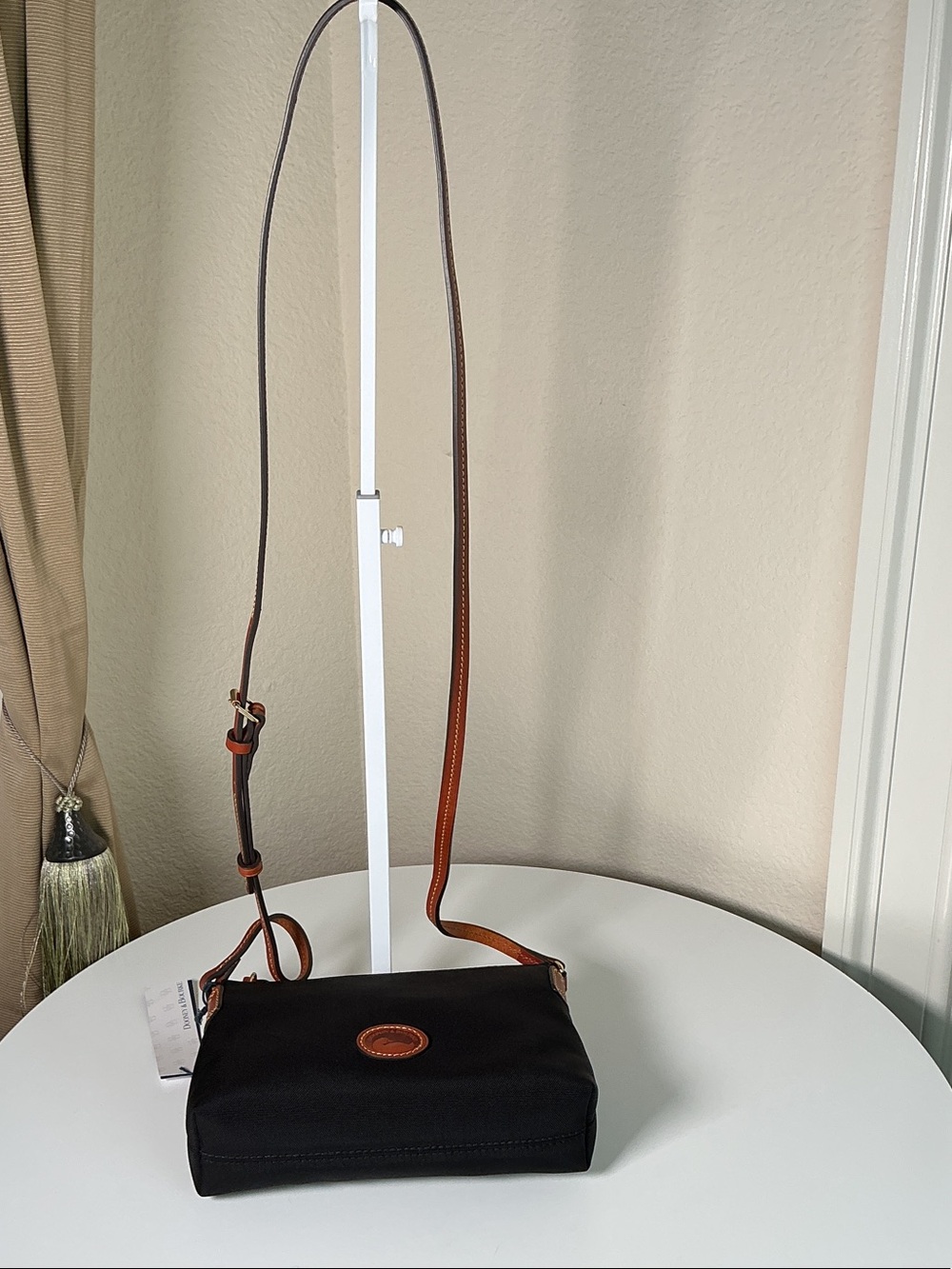 Dooney & Bourke Black Nylon Crossbody with Cognac Leather Trim - Picture 5 of 5